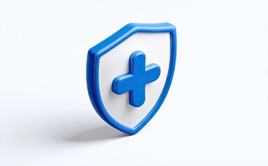 Fototapeta premium Shield icon representing protection and healthcare on white background