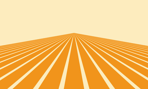 Abstract graphic of orange parallel lines converging to a vanishing point, creating a sense of depth and perspective.
