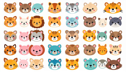 Obraz premium Quirky Sticker-Style Animal Faces