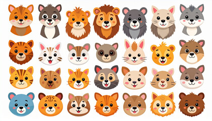 Quirky Sticker-Style Animal Faces