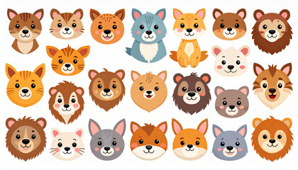 Quirky Sticker-Style Animal Faces