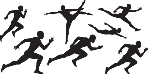 Dynamic silhouettes capture the energy and motion of athletes in various sports and dance poses, ideal for active lifestyle promotions.
