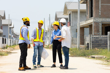 Professional engineering team working : Unity and teamwork. construction worker Architects and...