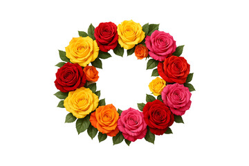 Fototapeta premium Bright Rose Flower Wreath Arrangement Isolated on a Transparent Background