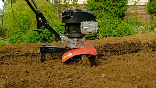 Autumn garden cultivation using a mounted rotary cultivator - tillage	