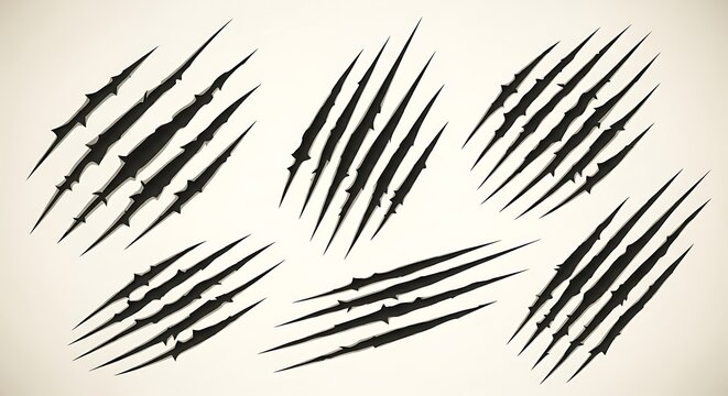 Claw Marks on White Background.