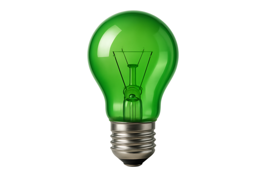 Eco Friendly Green Light Bulb Isolated on a Transparent Background