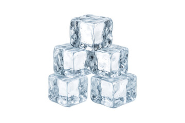 Fresh Clear Ice Blocks Isolated on a Transparent Background