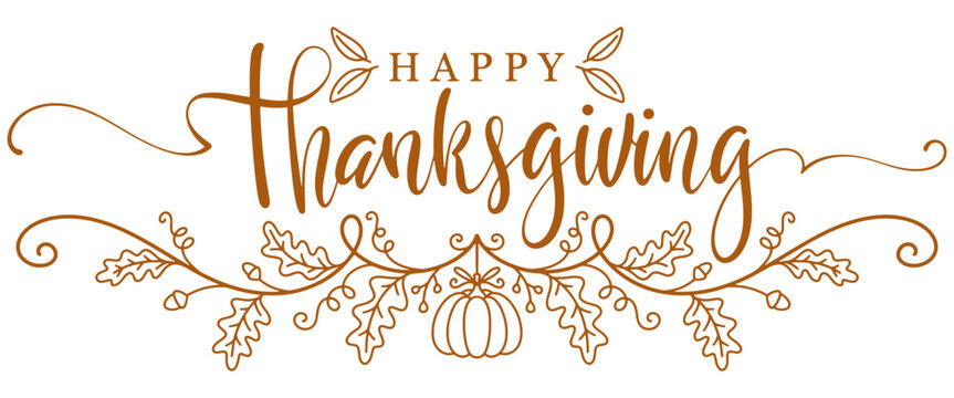 happy thanksgiving lettering calligraphy text brush vector Eps	
