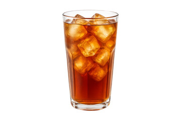 Glass of Refreshing Iced Tea with Ice Cubes Isolated on a Transparent Background
