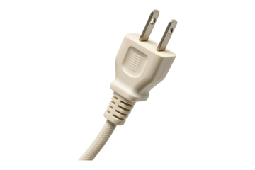 Household Power Plug with Cord Isolated on a Transparent Background
