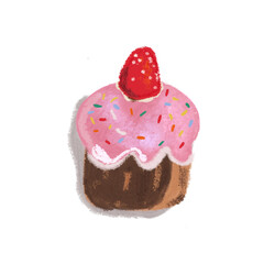 Pink cupcake oil pastel handmade 