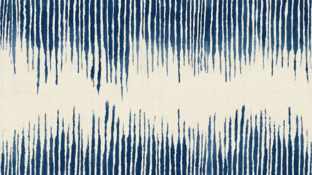 The fabric features intricate indigo blue pinstripes arranged in a shibori pattern, showcasing a blend of deep hues and textured lines against a light background, ideal for unique décor