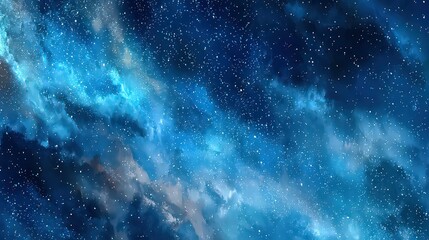 Abstract Starry Night Sky With Blurry Nebulae