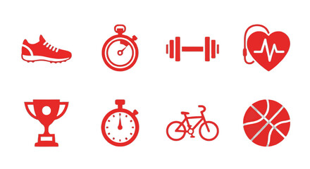 Dynamic icons representing fitness, sports, health, and achievement, perfect for modern wellness projects and motivational content.