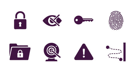 Enhance your security strategy with these essential icons representing data protection, digital privacy, and cybersecurity awareness measures for business