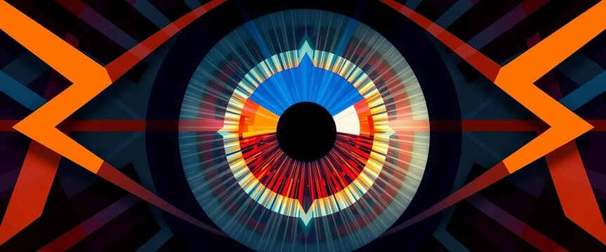 Abstract geometric eye pattern with intersecting lines and shapes, angles, style - Powered by Adobe