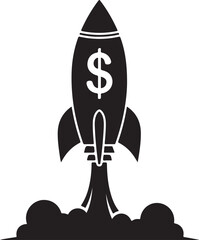 financial rocket launch a rocket with a dollar sign blasting off, symbolizing rapid financial growth and success, represents business and investment on
