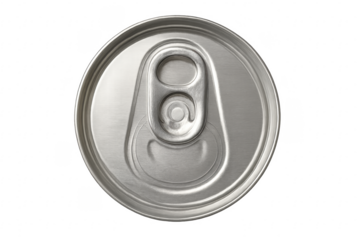 Aluminum drink can top view and pull tab