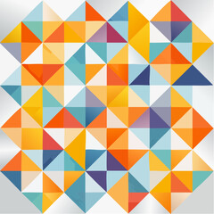 Abstract geometric pattern featuring colorful triangles arranged in a square grid, creating a vibrant and modern design.