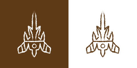 Simple fighter jet plane doodle style hand drawn sketch vector