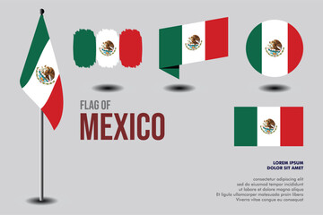 Set of Mexico flag in 5 designs