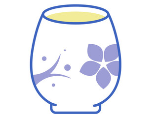 Elegant Blue Bowl of Chawanmushi Illustration