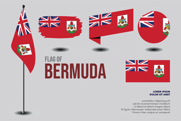Set of Bermuda flag in 5 designs