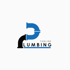Plumbing Logo Letter P with Pipe Design