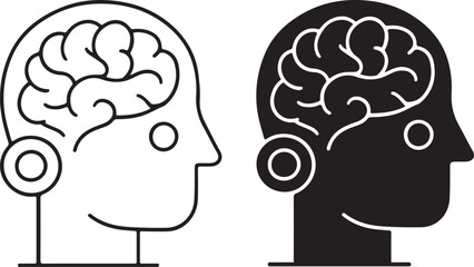Human Head Brain Intelligence Icon Vector Illustration