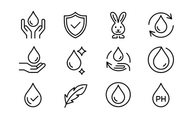 Scalable vector icons collection for beauty and health products silhouette vector illustration white background