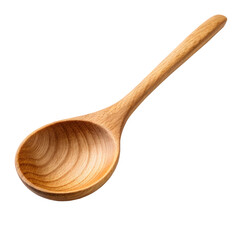 Wooden spoon isolated on transparent background, kitchen utensil for cooking food