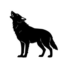 Black silhouette illustration of a howling wolf. Simple vector design perfect for logos, tattoos, wildlife art, nature themes, outdoor adventure graphics, and tribal elements