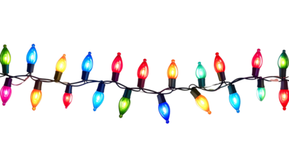  Holiday LED Lights Border, Isolated on Transparent Background PNG