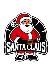 Desain logo ilustrasi vektor Santa Claus dengan latar belakang hitam dan putih