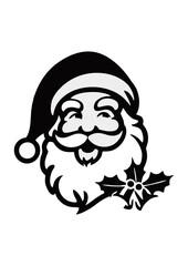 Desain logo ilustrasi vektor Santa Claus dengan latar belakang hitam dan putih