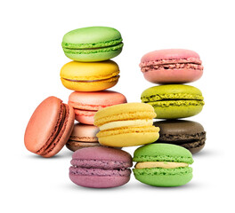 assortment of delightful colorful french macarons in various arrangements