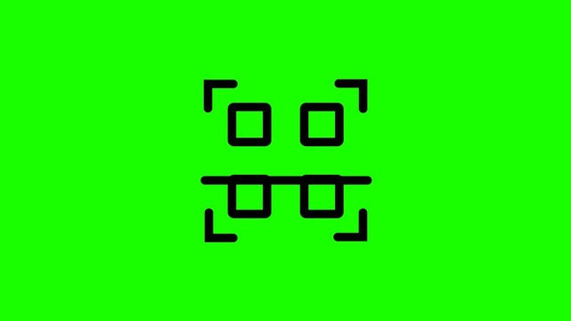 QR code scanner animation on green screen background