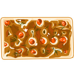 Traditional Focaccia Bread Vector Illustration