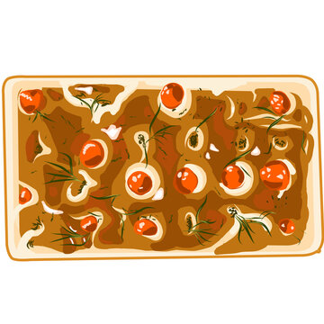 Traditional Focaccia Bread Vector Illustration