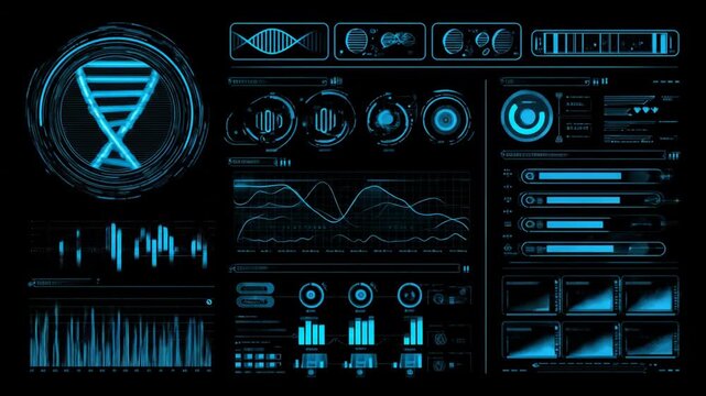 Abstract digital interface with graphic elements and data visualization