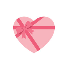 A charming pink heart-shaped gift box, elegantly tied with a matching pink ribbon and bow, perfect for conveying love, romance, and heartfelt sentiments on special occasions and celebrations