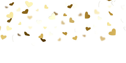 Christmas's day with falling golden hearts isolated on white
