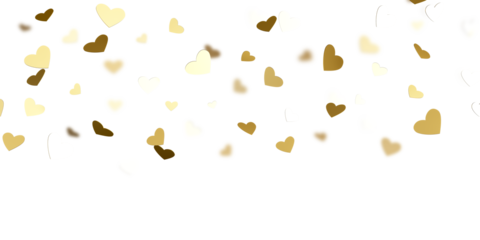 Christmas's day with falling golden hearts isolated on white
