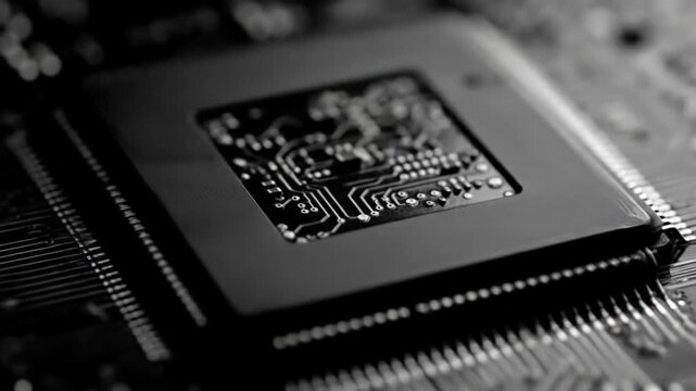 Close up of a modern computer processor on a circuit board