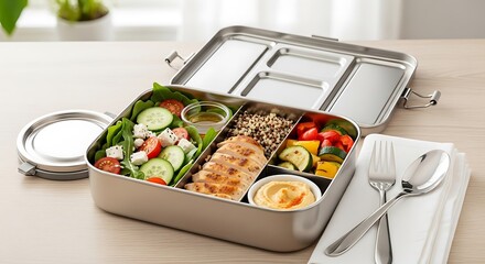 Healthy and delicious bento lunch box packed with fresh ingredients for a balanced meal.