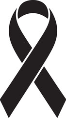 Simple Black Ribbon Silhouette Symbolizing Awareness or Mourning on White Background support