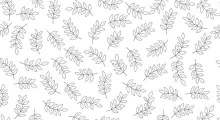 Fototapeta premium A pattern of small black botanical motifs on a white background.