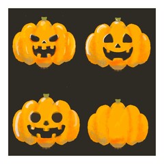 Halloween Pumpkin Faces Set – Jack-o'-Lantern Illustration