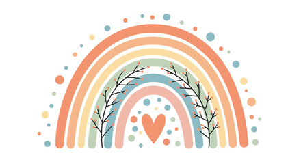 Fototapeta premium Boho rainbow with heart and branches for decoration.